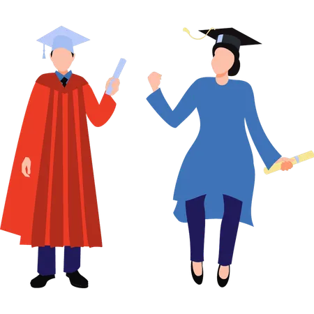 Boy and girl have completed graduation  Illustration