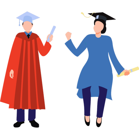 Boy and girl have completed graduation  Illustration