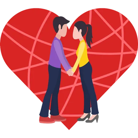 Boy and girl holding hands  Illustration