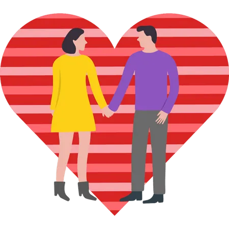 Boy and girl holding hands  Illustration