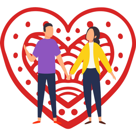 Boy and girl holding hands  Illustration