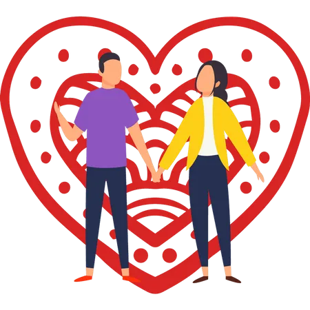 Boy and girl holding hands  Illustration