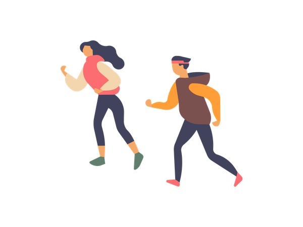 Boy and girl jogging  Illustration