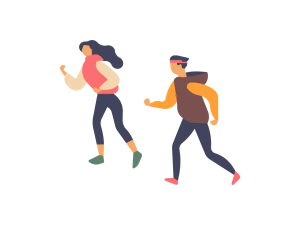 Boy and girl jogging  Illustration