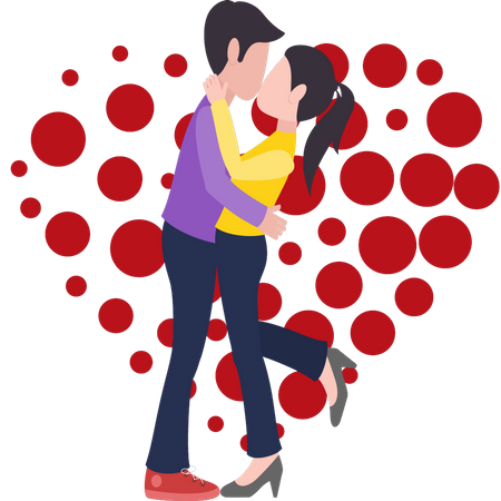 Boy and girl kissing Illustration