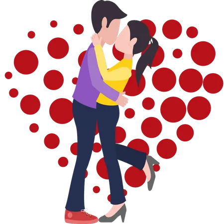 Boy and girl kissing Illustration