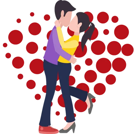 Boy and girl kissing  Illustration