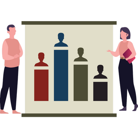 Boy and Girl looking at candidate rating  Illustration