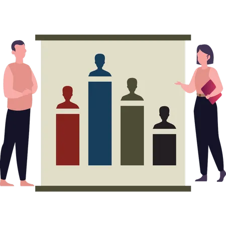 Boy and Girl looking at candidate rating  Illustration