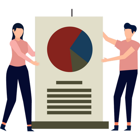 Boy and girl looking at chart graph  Illustration