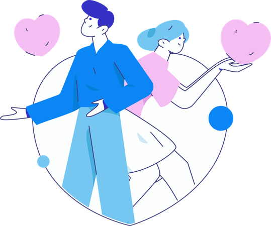 Boy and girl loving each other  Illustration