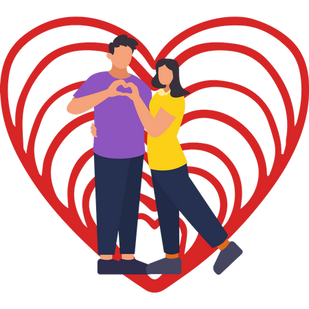 Boy and girl making heart with hands Illustration