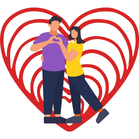 Boy and girl making heart with hands  Illustration