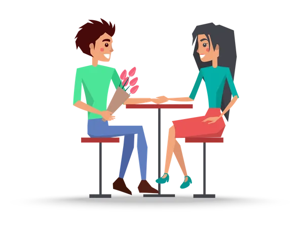 Boy and girl on date Illustration