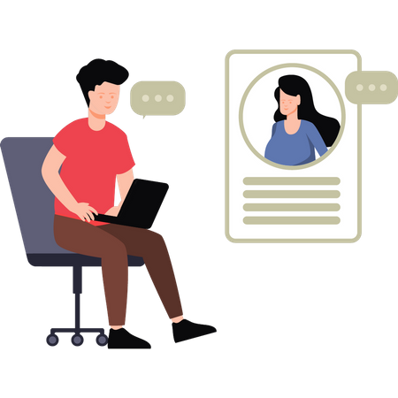 Boy and girl on online meeting Illustration