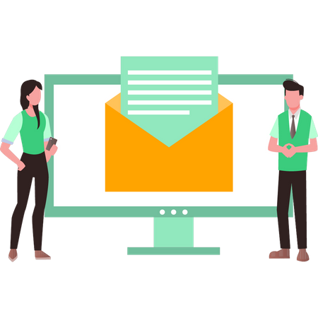 Boy and Girl Opened Mail  Illustration
