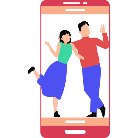 Boy and girl pose together  Illustration