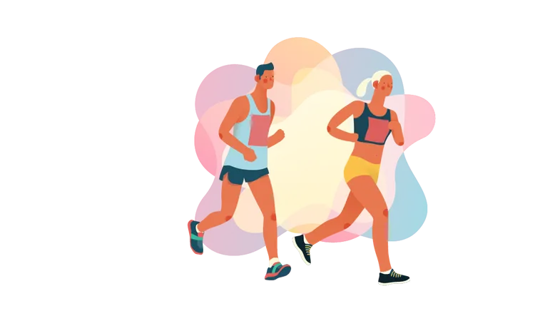Boy and girl running in race Illustration