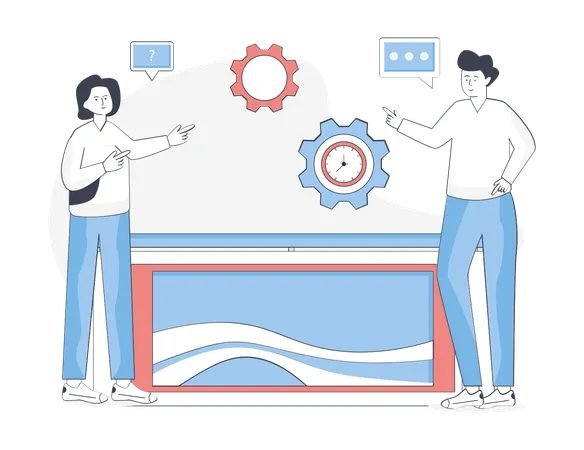 Boy And Girl Setting Time Management  Illustration