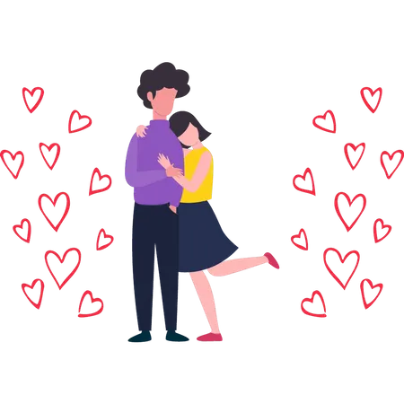 Boy and girl standing in romantic pose Illustration