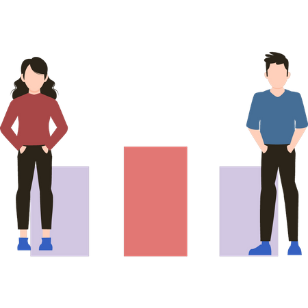 Boy and girl standing together  Illustration