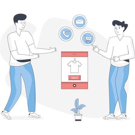 Boy and girl  talking about sales representative  Illustration