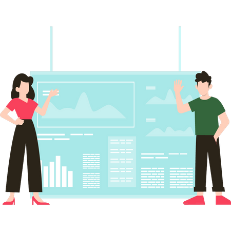 Boy and girl talking about stock marketing  Illustration