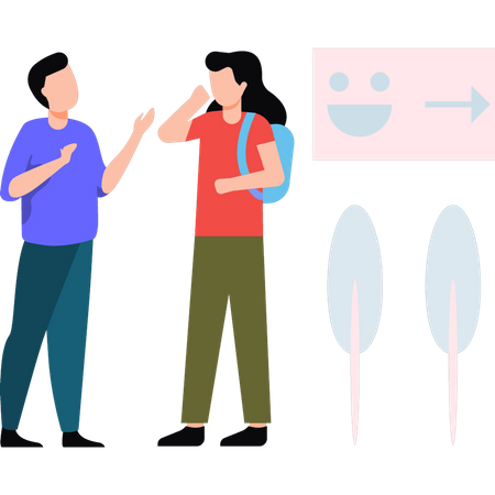 Boy and girl talking  Illustration
