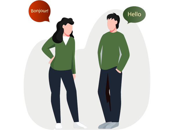 Boy and girl talking in different language  Illustration