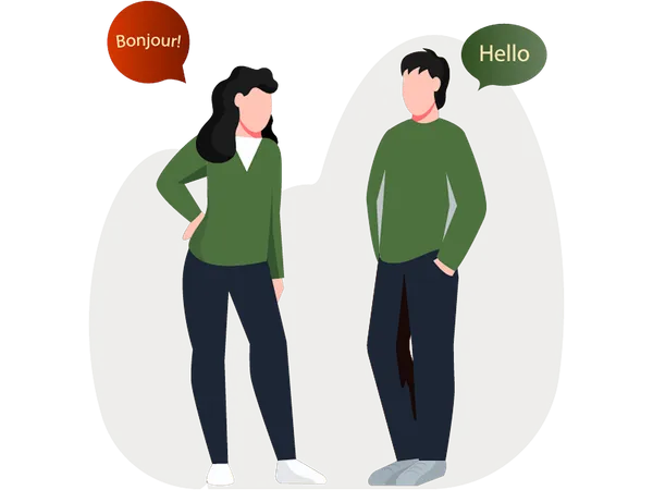 Boy and girl talking in different language  Illustration