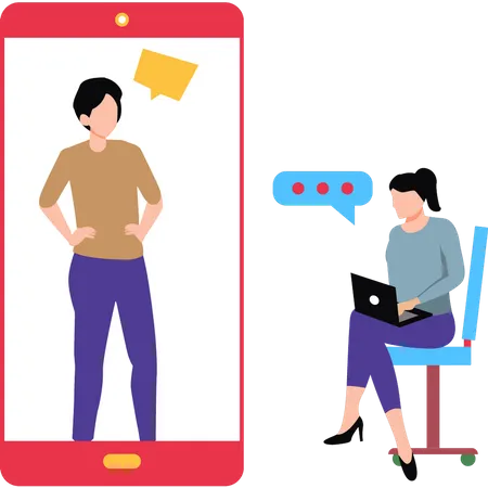 Boy and girl talking on mobile  Illustration
