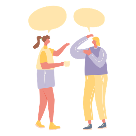 Boy and girl talking to each other  Illustration