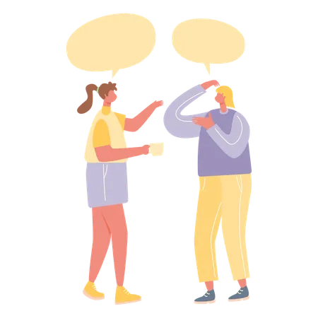 Boy and girl talking to each other  Illustration