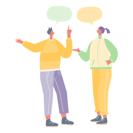 Boy and girl talking to each other  Illustration