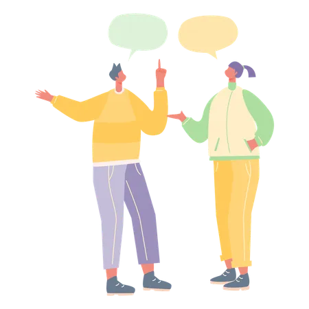 Boy and girl talking to each other  Illustration