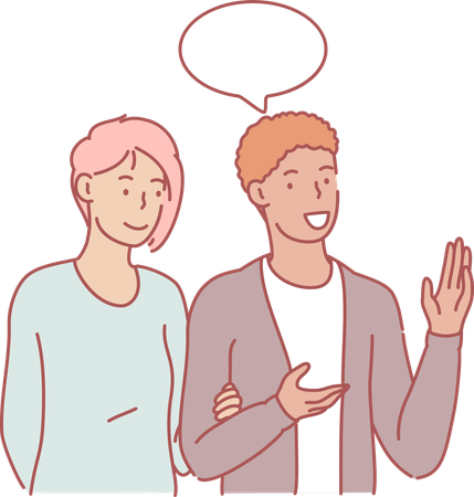 Boy and girl talking to eachother  Illustration