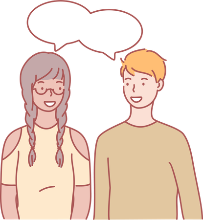 Boy and girl talking to eachother  Illustration