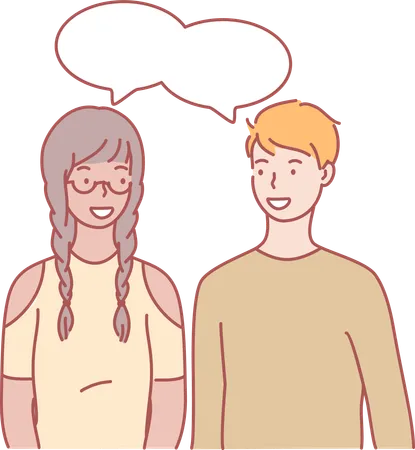 Boy and girl talking to eachother  Illustration