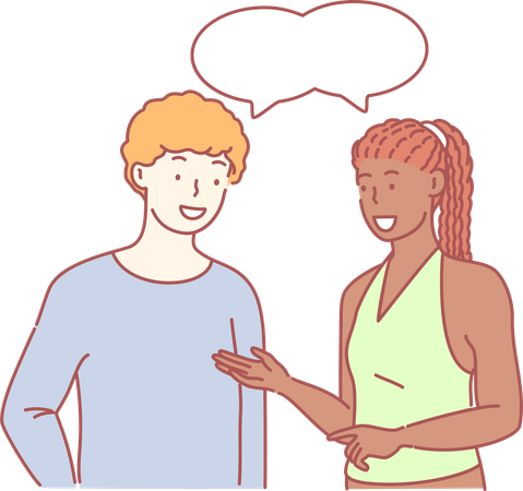 Boy and girl talking to eachother  Illustration