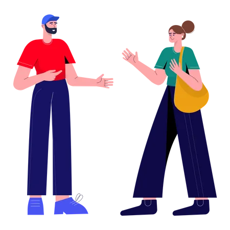 Boy and girl talking with each other  Illustration