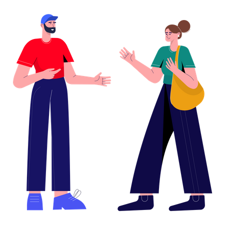 Boy and girl talking with each other  Illustration