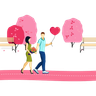 illustration for boy and girl walking together