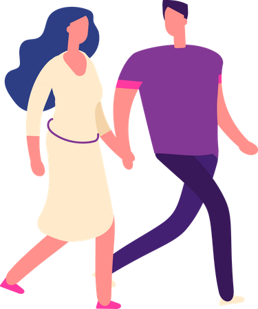 Boy and girl walking together  Illustration