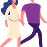free boy and girl walking together illustrations