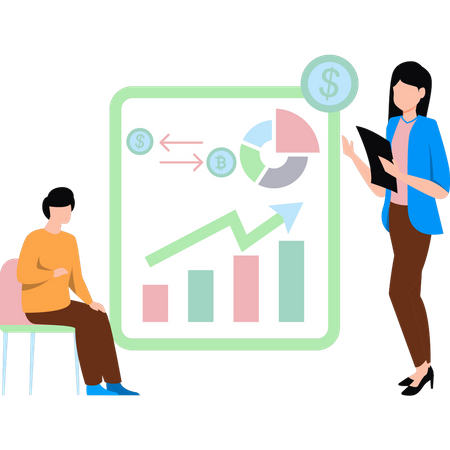 Boy and girl working on banking report  Illustration