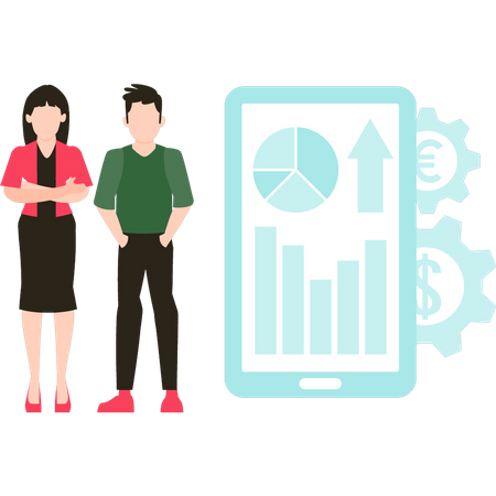 Boy and girl working on dollar management  Illustration