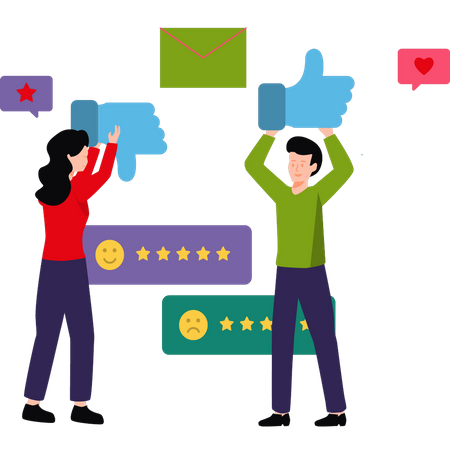 Boy and girl working on feedback  Illustration