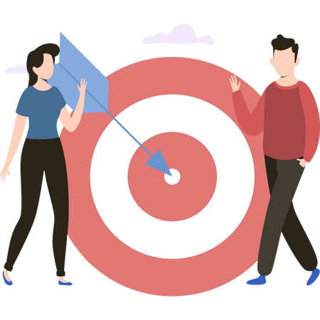 Boy and girl working on target  Illustration