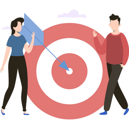 Boy and girl working on target  Illustration