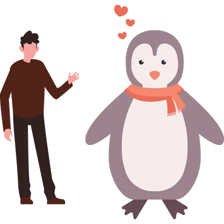 Boy and penguin shares lovely relation  イラスト